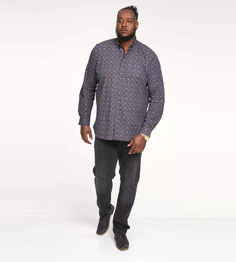 D555 Big Mens Long Sleeve Shirt With Floral Print (JORDAN)